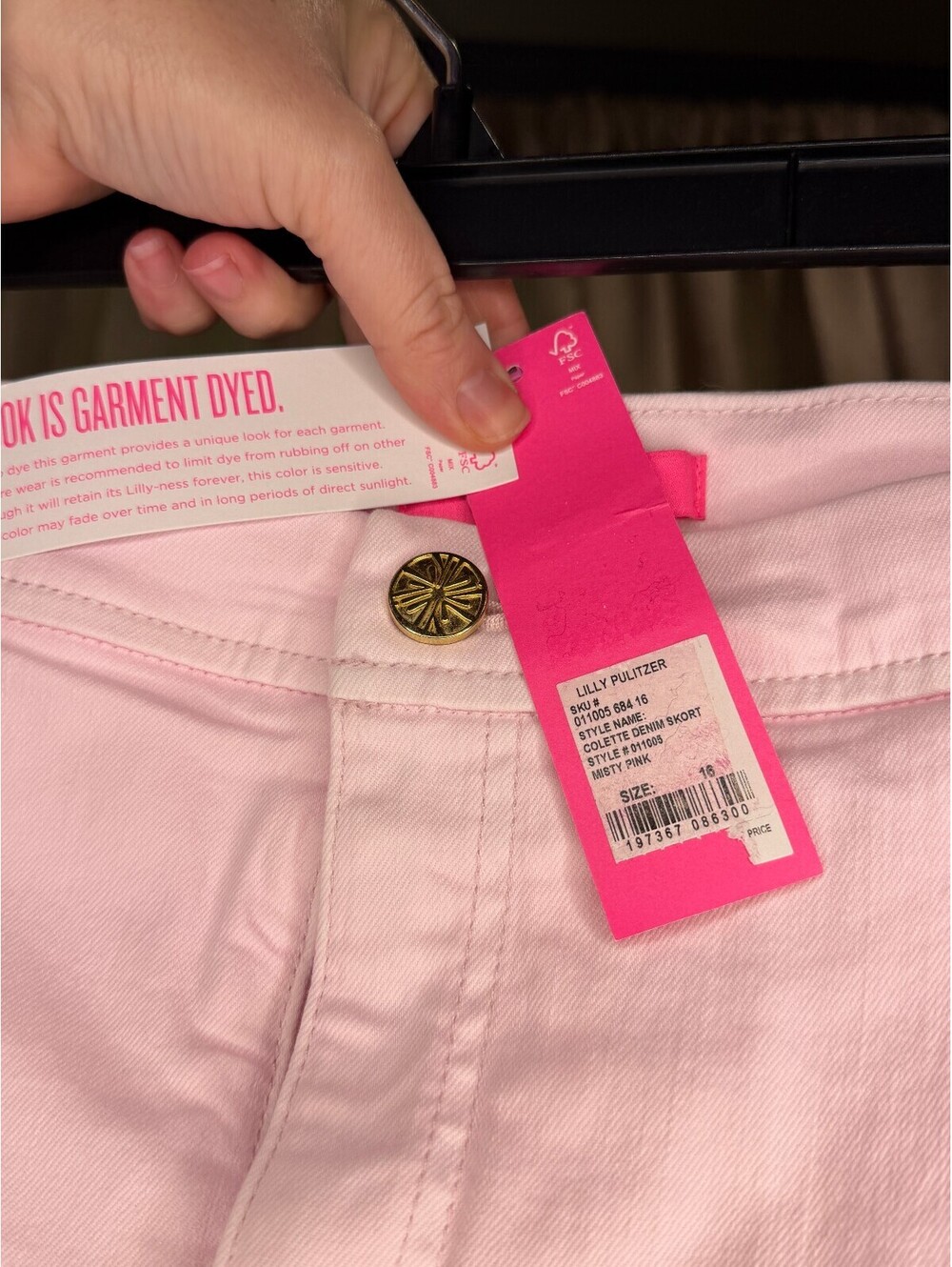 NWT Lilly Pulitzer Colette Denim Skort Misty Pink 16